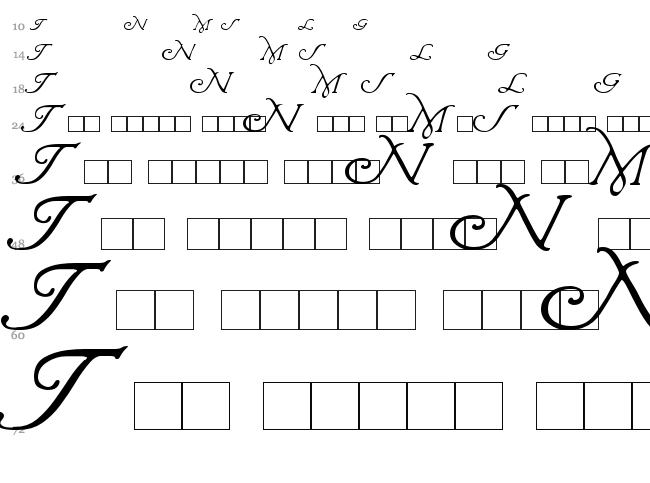 Wrenn Initials font waterfall